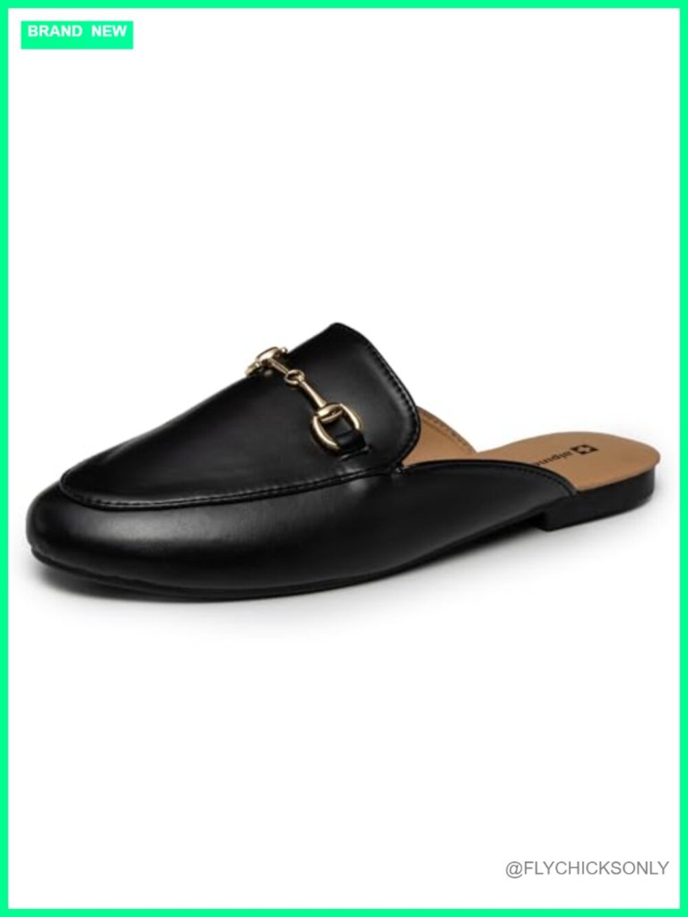 Faux Leather Mule Loafers Flat Round Toe Slide On Comfortable Vegan Leather - Picture 1 of 6